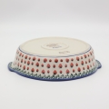 Półmisek ceramiczny okrągły z uszami A525 D139 – ręcznie malowana ceramika bolesławiecka w tradycyjnym wzorze, elegancki i funkcjonalny do serwowania potraw.